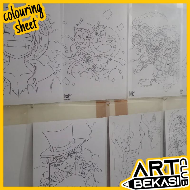 Jual colouring sheet / Gambar Anime Random A4 / Gambar Mewarnai untuk