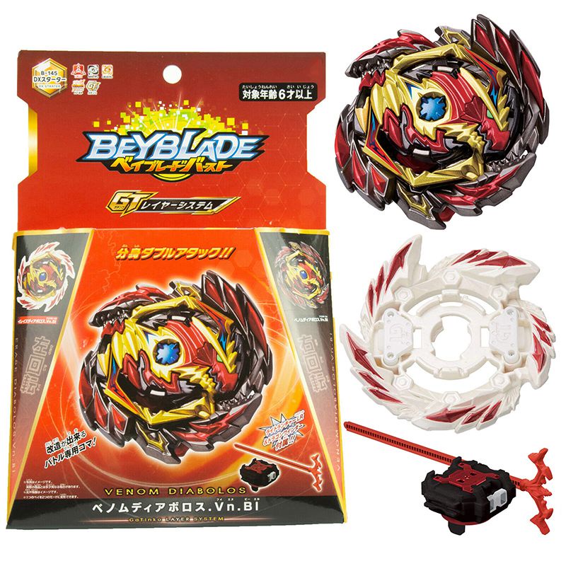 Beyblade New Brust Metal Fusion Ver. B-145 Dengan Grip Mainan Hadiah Peluncur Dua Arah