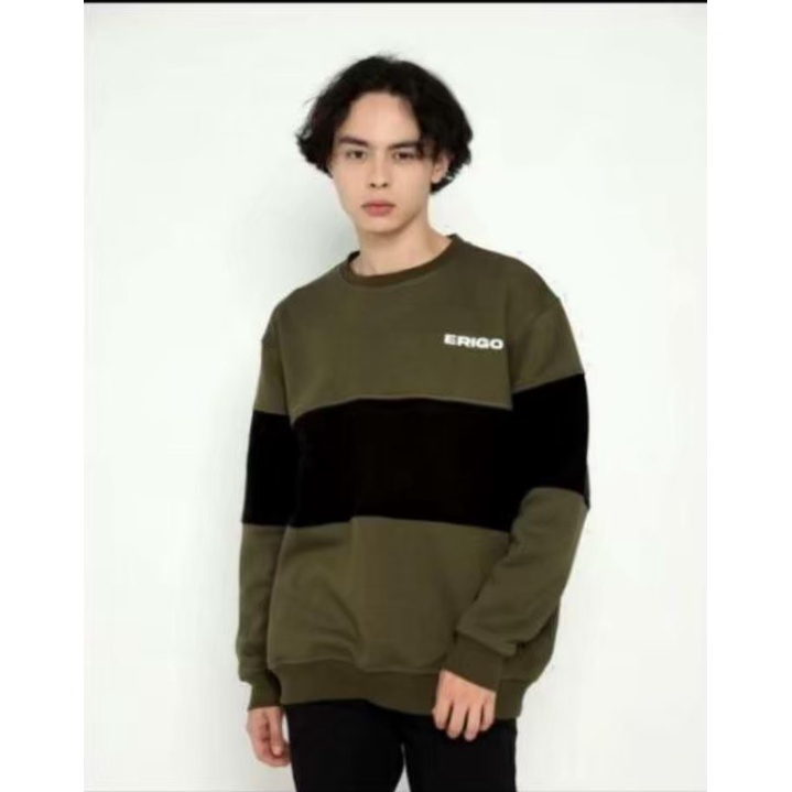 ( COD )SWEATER CREWNECK KOMBINASI CREWNECK PRIA DAN WANITA APLIKASI/KOMBINASI CREWNECK DISTRO- Sweater Crewneck Pria Sweater Sweatshirt Kombinasi Dua Warna M L XL Original Unisex /Sweater Belang