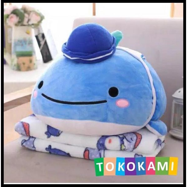 Boneka Balmut Bantal Selimut Karakter Whale - Paus