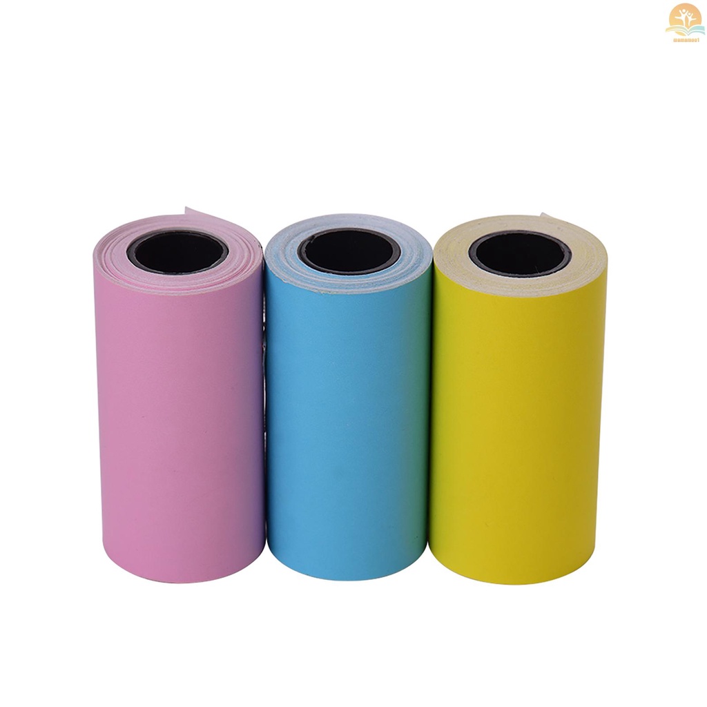 Printable Color Sticker Paper Roll Direct Thermal Paper with Self-adhesive 57*30mm(2.17*1.18in) for PeriPage A6 Pocket Thermal Printer for PAPERANG P1/P2 Mini Photo Printer, 3 Rolls