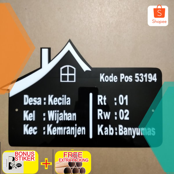 

nomor rumah acrylik timbul alamat lengkap - dasar hitam Keren