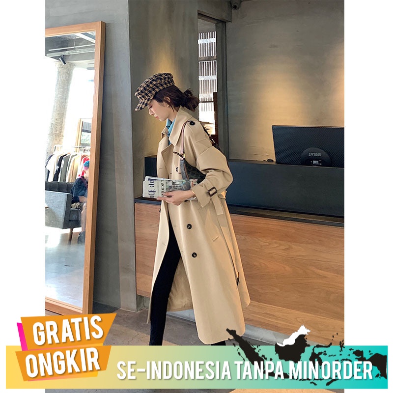 Dress Impor /  Maxi Dress Import Klasik Elegan Jas Hujan  2021  Panjang  Korea Maxy Dress Import