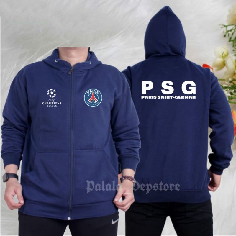 Jaket PSG//Jaket Bola pria-wanita Dewasa//Hoodie Zipper Big Size Flecee Tebal//Jaket PSG terbaru/COD