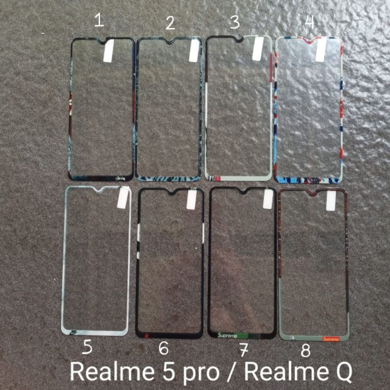 Tempered glass Realme 5 pro . 5Q motif gambar karakter anti gores kaca screen guard