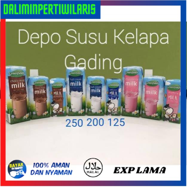 

( BISA COD ) Susu Greenfields UHT 250 ml X 24pcs All Varian | Full Cream Coklat Strawberry plain
