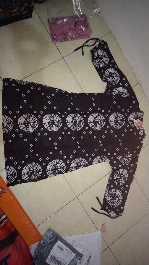 [ada Couple Jumbo] Tunik Shibori Black Batik Serut Monochrome Monokrom Muslim Seragam Kerja Kantor
