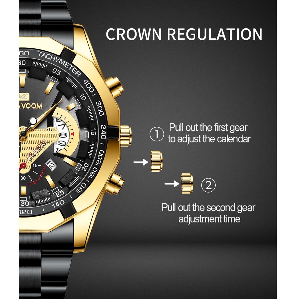 COD Jam Tangan Pria VAVA VOOM 238 Kronograf Kalender Quartz Cowok Original Tangan Arloji –PGS.14My22