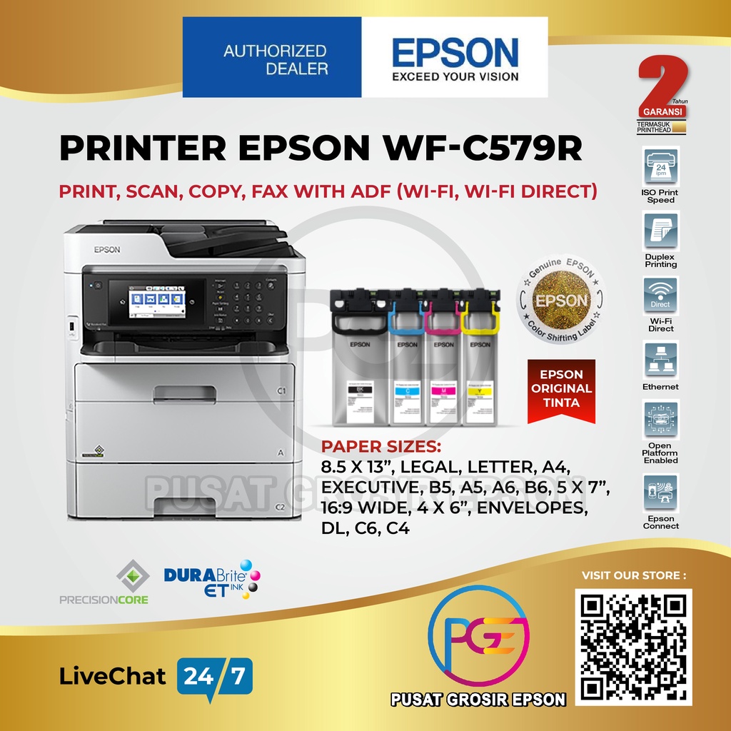 PRINTER EPSON WorkForce WF C579R  WFC579R WF-C579R WFC 579R ESP A4 RIPS ORIGINAL DAN GARANSI RESMI