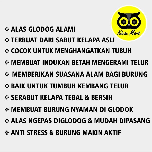 SERABUT SABUT KELAPA ALAS DASAR TATAKAN GLODOG GLODOK BURUNG LOVEBIRD KENARI MURAI MERPATI ALASG