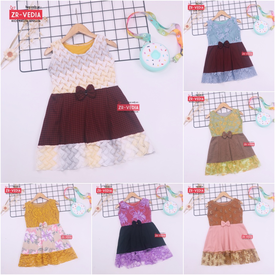 Dress Zulfa uk 1-2 Tahun / Dres Brokat Anak Perempuan Brukat Balita Cewek Pakaian Baju Import