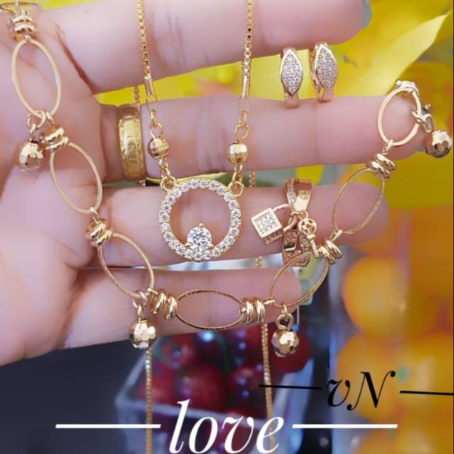 Xuping set perhiasan lapis emas 24k terlaris