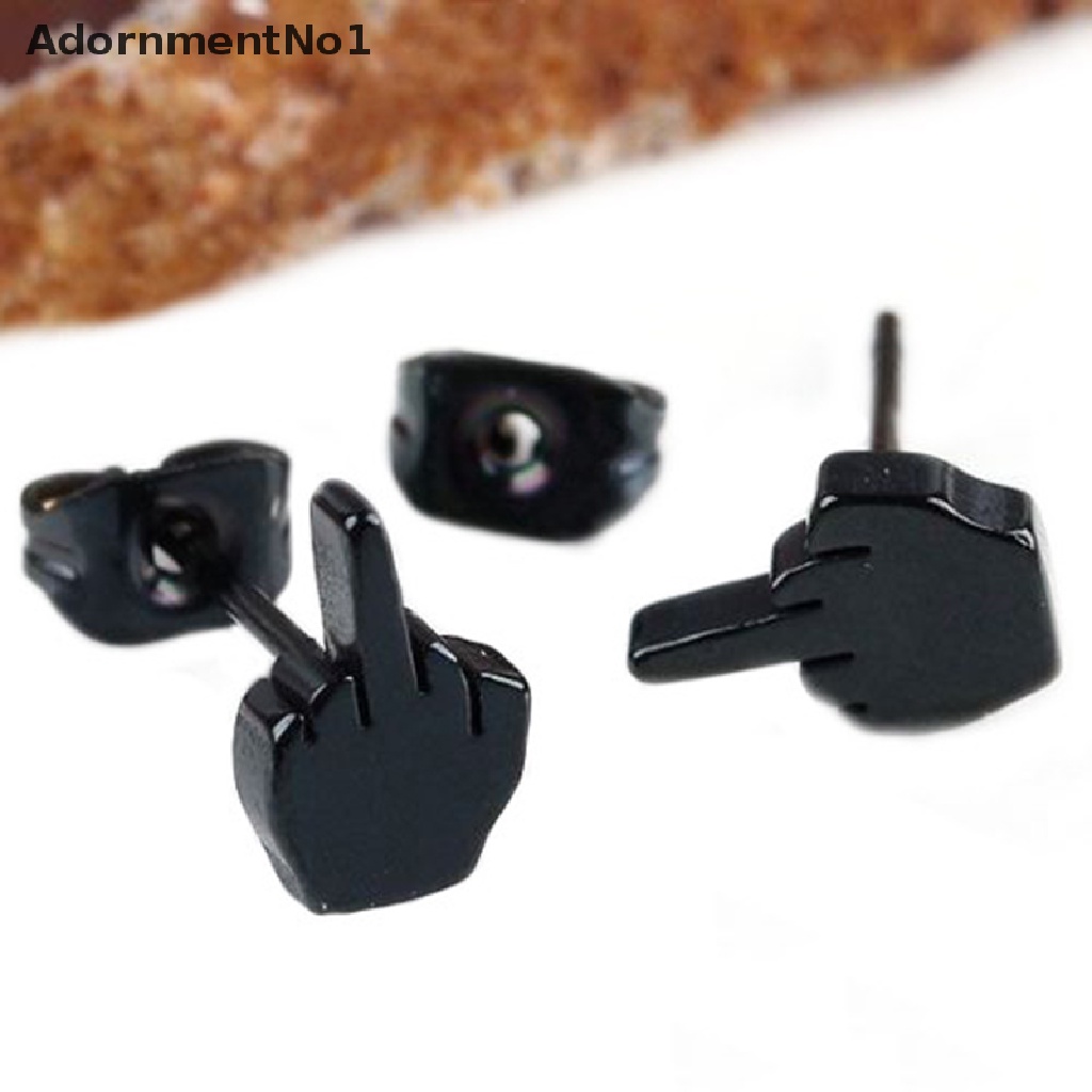 (AdornmentNo1) 2pcs Anting Tusuk Gaya Punk Bahan Stainless Steel Warna Hitam Untuk Pria / Wanita