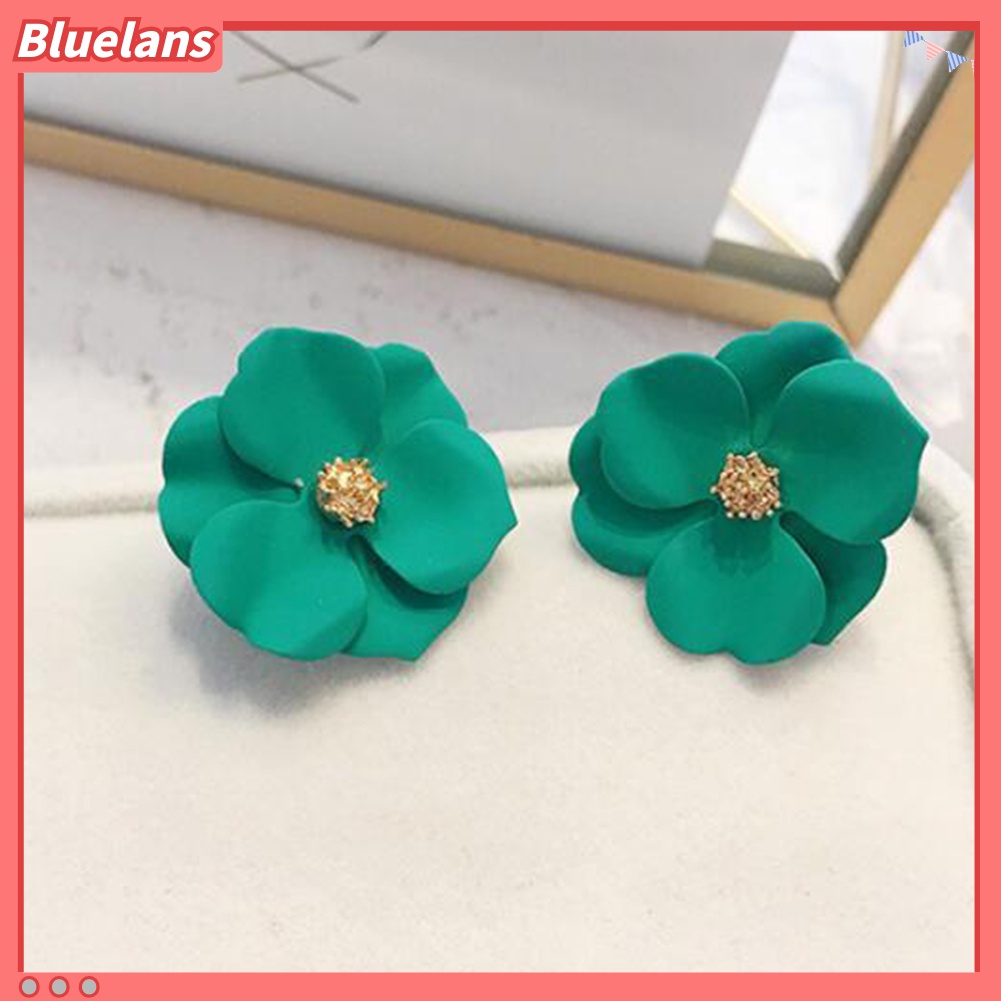 Anting Stud Desain Bunga Warna-Warni Untuk Wanita