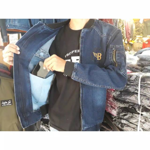 (BAYAR DI TEMPAT/COD) JAKET JEANS BOMBER/  JAKET JEANS THE BERY BORDIR