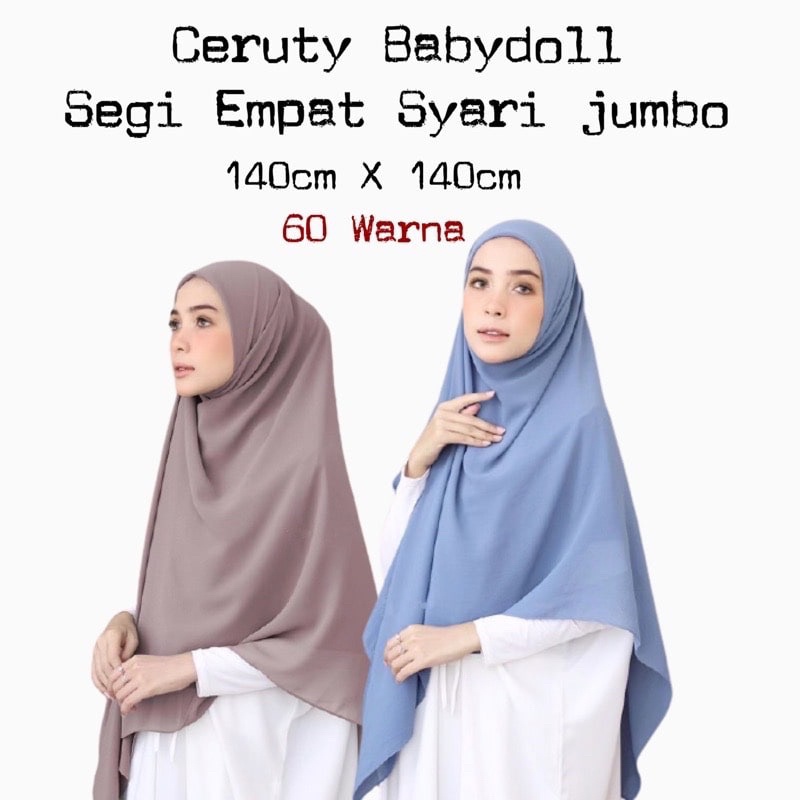 PART 2 SEGI EMPAT 140x140 Ceruty babydoll Jumbo syari | segi4 bella square syar’i