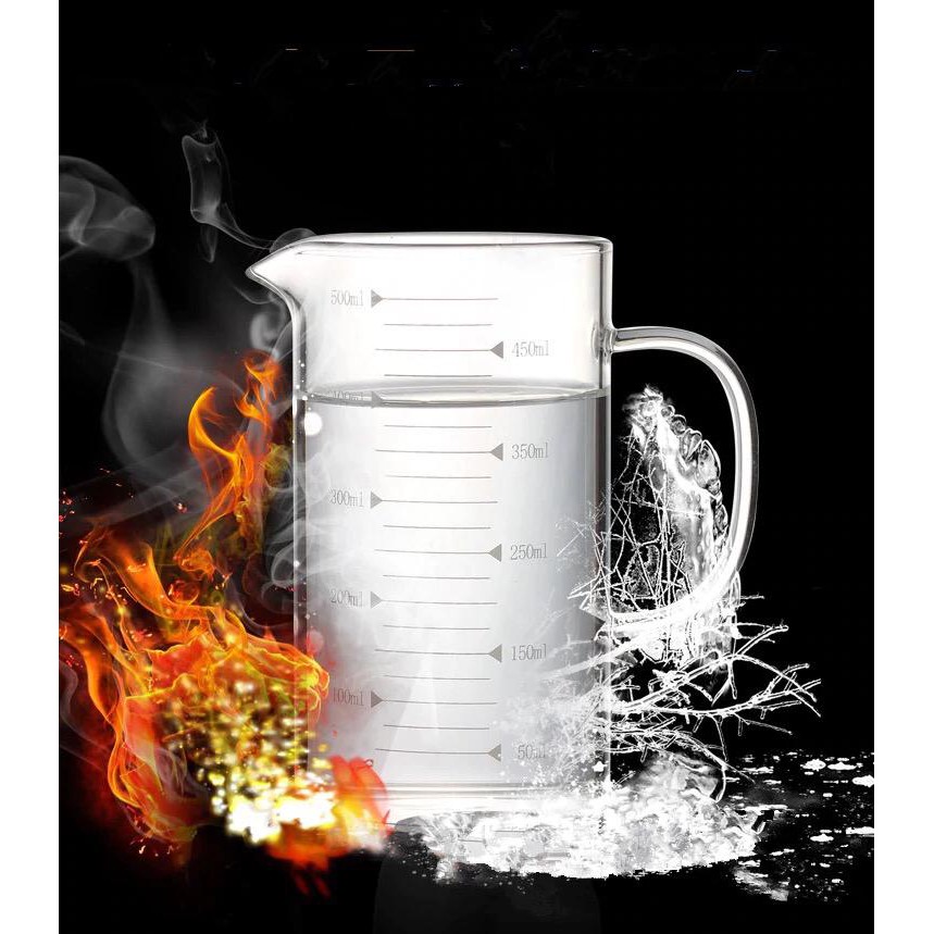 gelas takar kaca borosilicate free tutup kayu / measuring jug glass heat resistant gelas ukur besar
