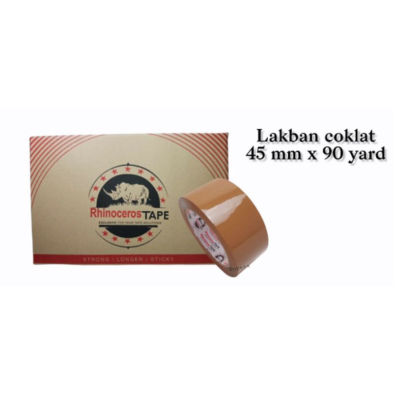 

Lakban Coklat Rhinoceros 45mm x 90 yard isi 72 pcs / JTR