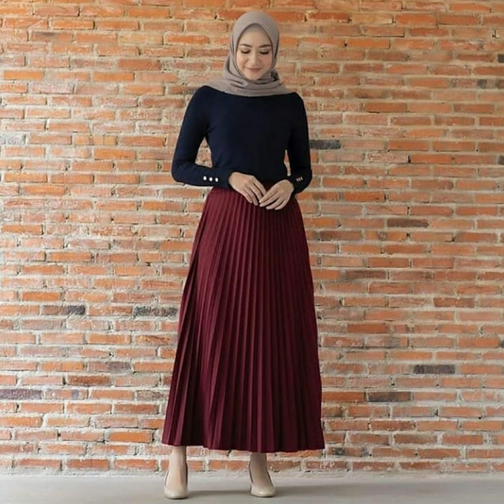 Rok Plisket Luvaline Plisket Panjang Pleated Skirt Flare Skirt Mayung Flowy Rempel