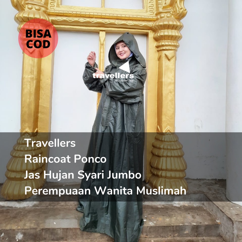 Jas Hujan Syari Jumbo Wanita Army Series