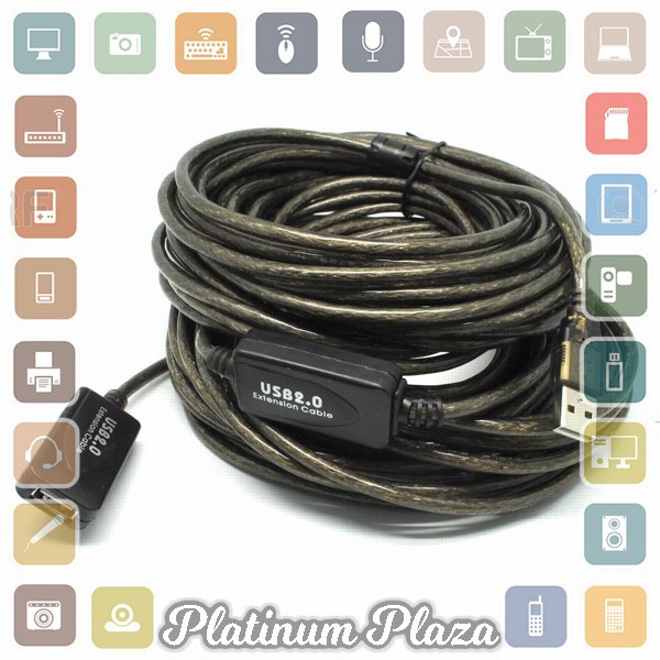 Kabel Ekstensi USB Male ke Female 20 Meter - C380 - Black`77FNNO-