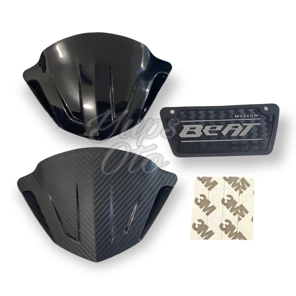 PAKET MURAH VISOR BEAT KARBU WINDSHIELD BEAT CARBU HITAM DAN KARBON FREE DOUBLE TAPE 3M + MUDFLAP BEAT OLD KARBON MUD FLAP BEAT KARBU MODEL KARBON MOSCOW