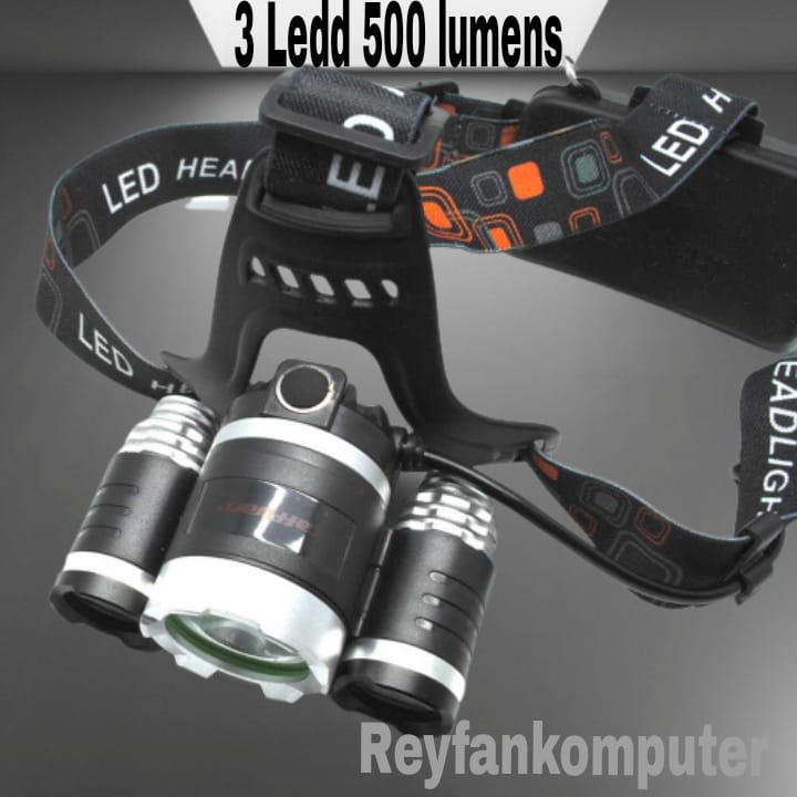 Senter Kepala Super Terang Power Headlamp 3 LED 5000 Lumens Cree XM-L - T6 HHD-