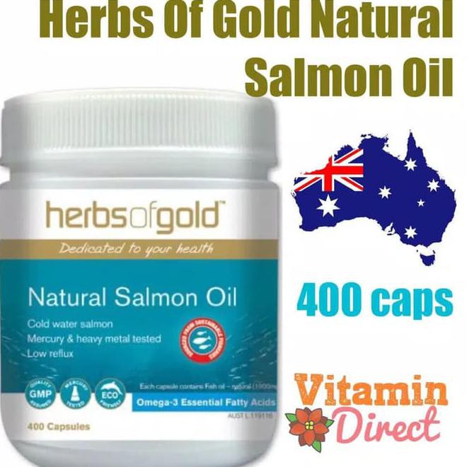 D09S Herbs Of Gold Natural Salmon Oil 400 Capsules - Minyak Ikan Omega 3 Iuwf