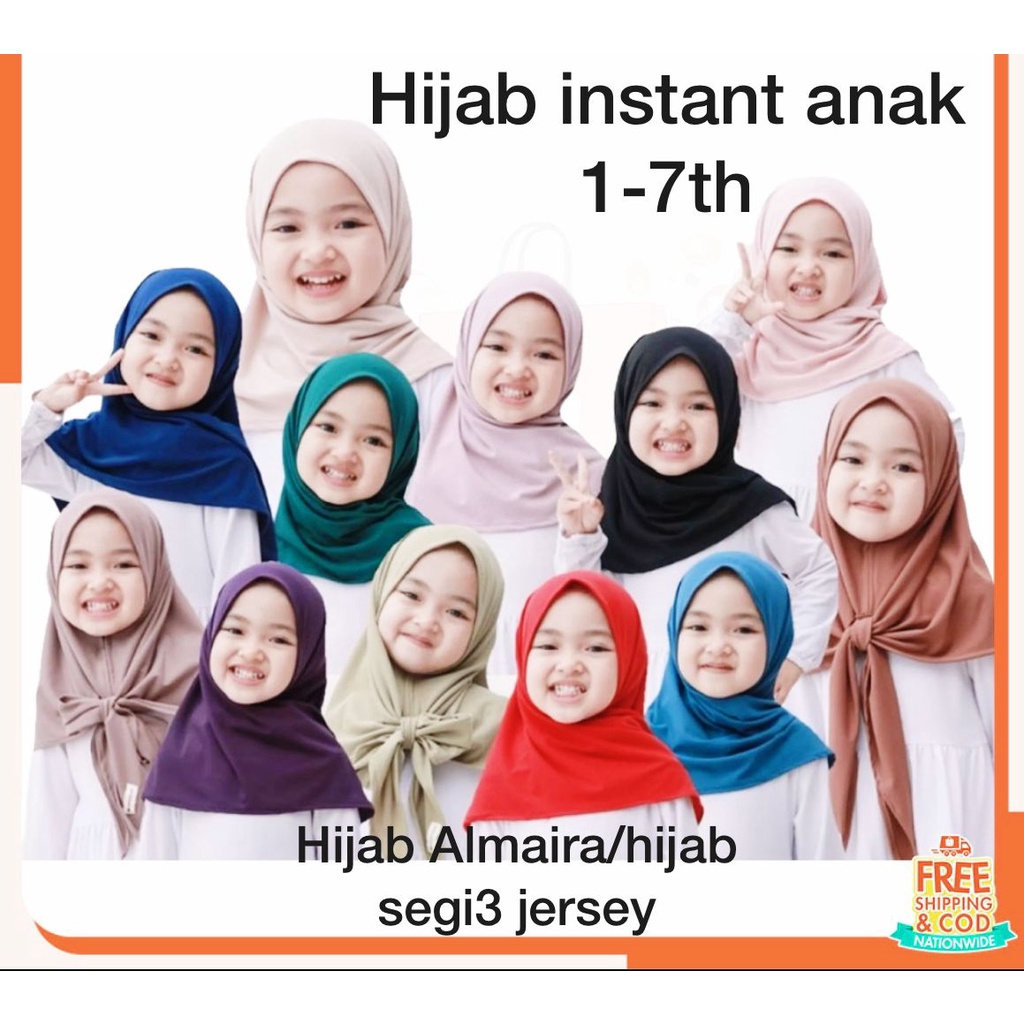 JILBAB SEGITIGA INSTAN ANAK JERSY PREMIUM / PASTAN BALITAN PASHMINA SEGITIGA BAYI ALMAIRA