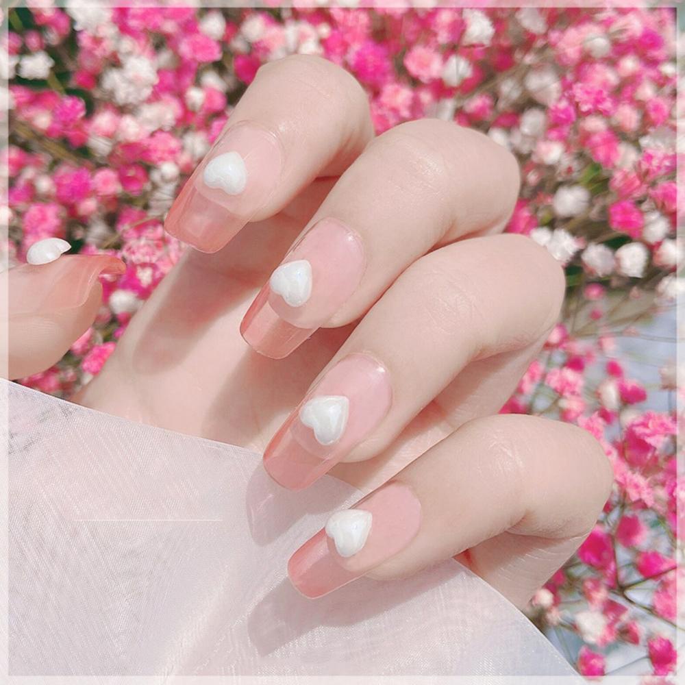 AUGUSTINA Agustina Peach Heart Nail Decoration 50pcs Peach Bentuk Hati Kaca Glitter Kristal Heart Jewelry