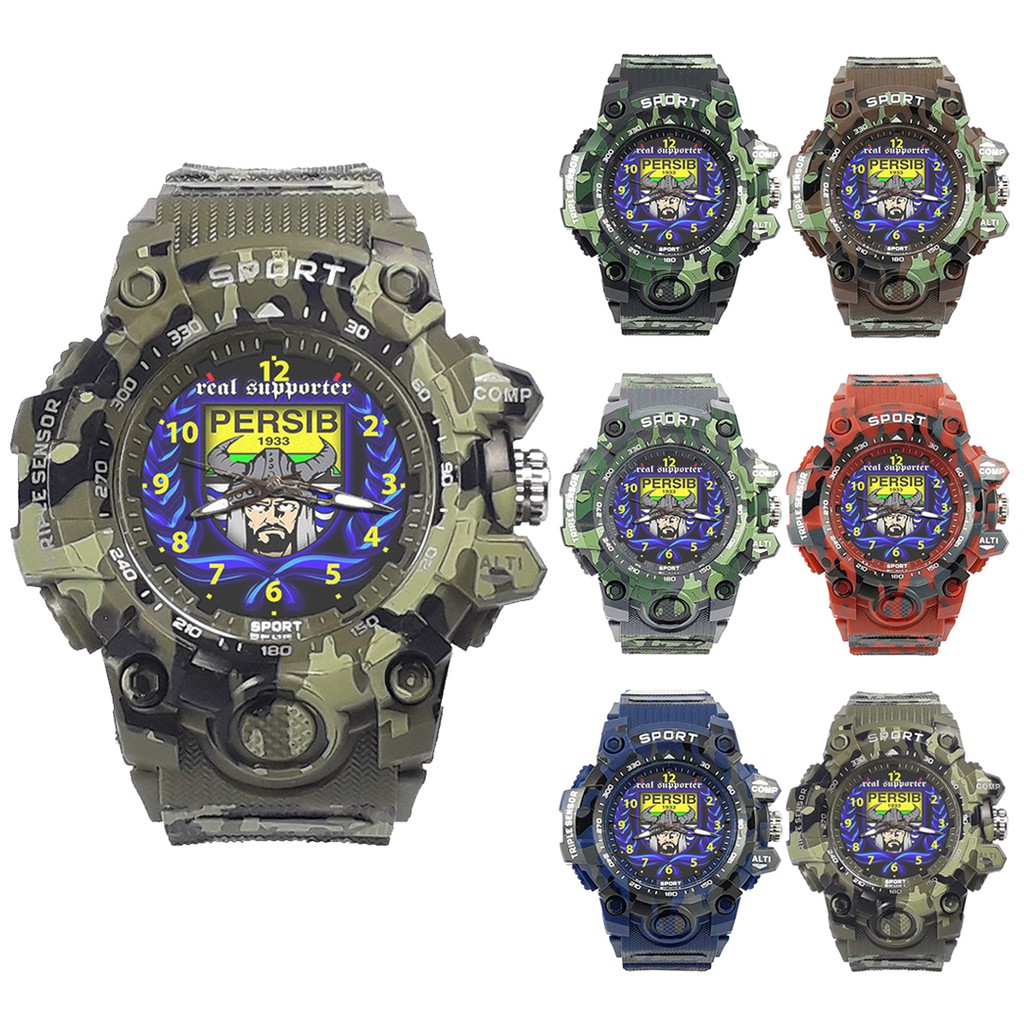 (ISTIMEWA BOSSQUE) JAM CUSTOM PERSIB STRAP ARMY - 5 Warna