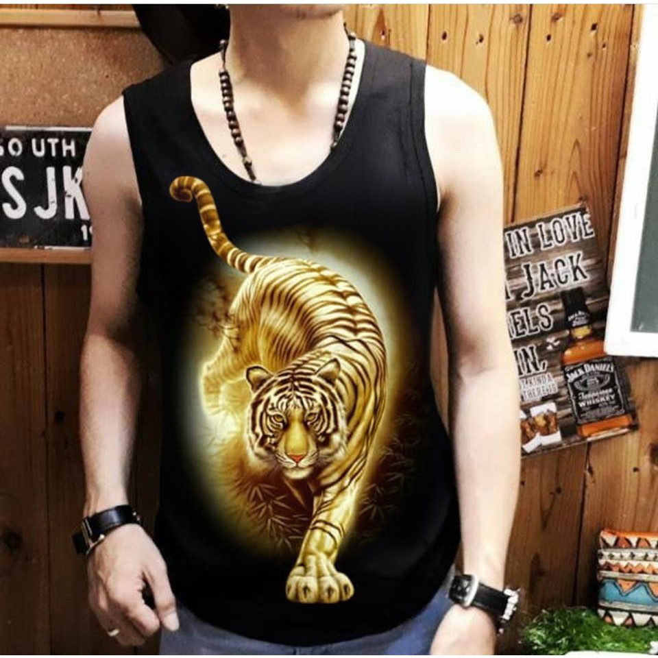 Singlet Pria Tanpa Lengan / Macan Gold / UK L-XL / Shalch Trendy