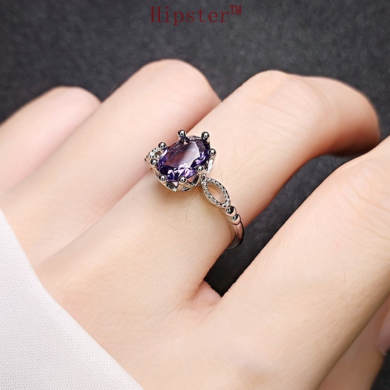 Hot Sale Fashion Elegant Exquisite Inlaid Amethyst White Gold Ring