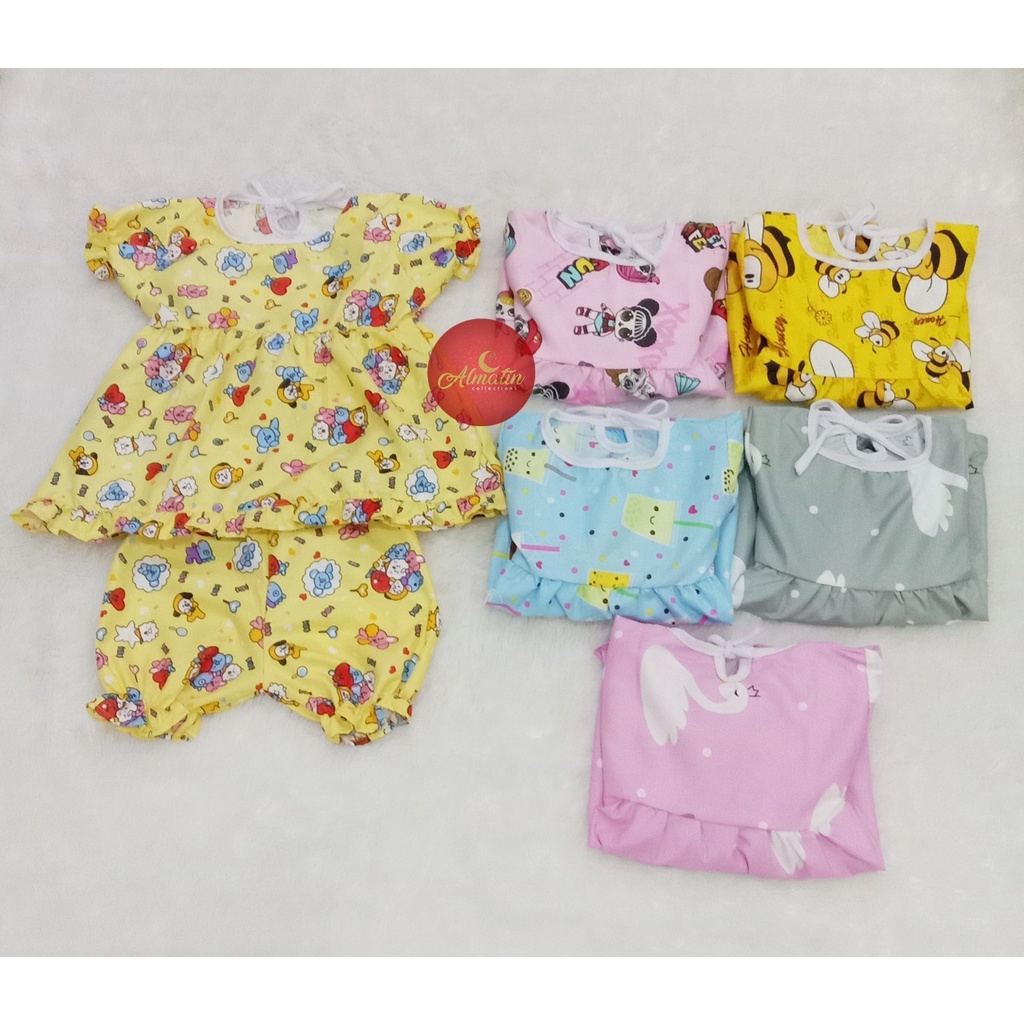 Baju Anak Dres Perempuan / Setelan Dres Bayi 0-12 bulan / Piyama Polymikro