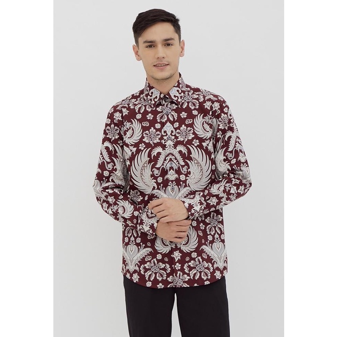 Alisan Kemeja Lengan Panjang Batik Kombinasi Merah BTKKB00132 Slimfit