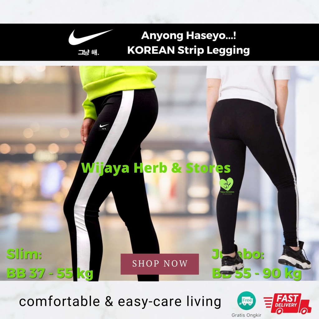 [Sport ] Legging Senam Wanita Motif Garis / Celana Ketat Olahraga / Celana Legging Panjang Wanita