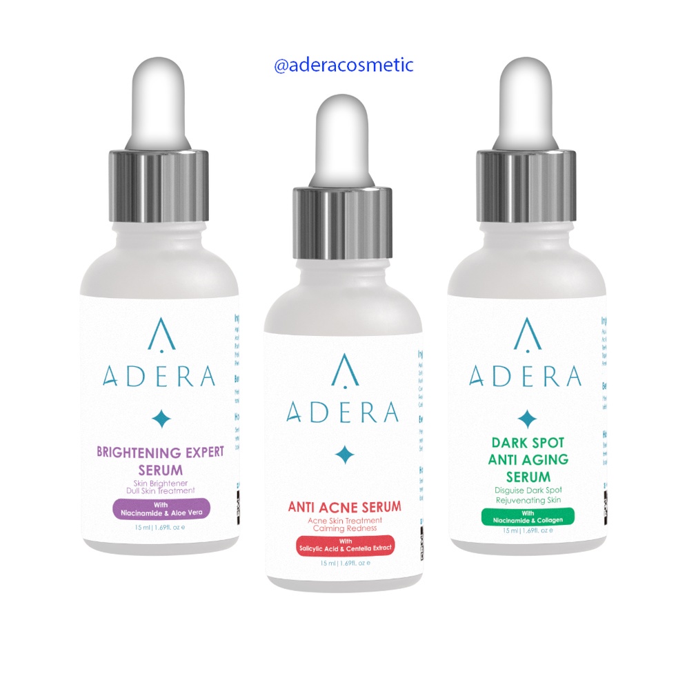 Adera Face Serum Wajah Original Glowing Putih Bersih Bebas Jerawat Kusam Flek Bintik Hitam ORIGINAL 100% sudah BPOM-ANCE+DARKSPOT+BRIGHT