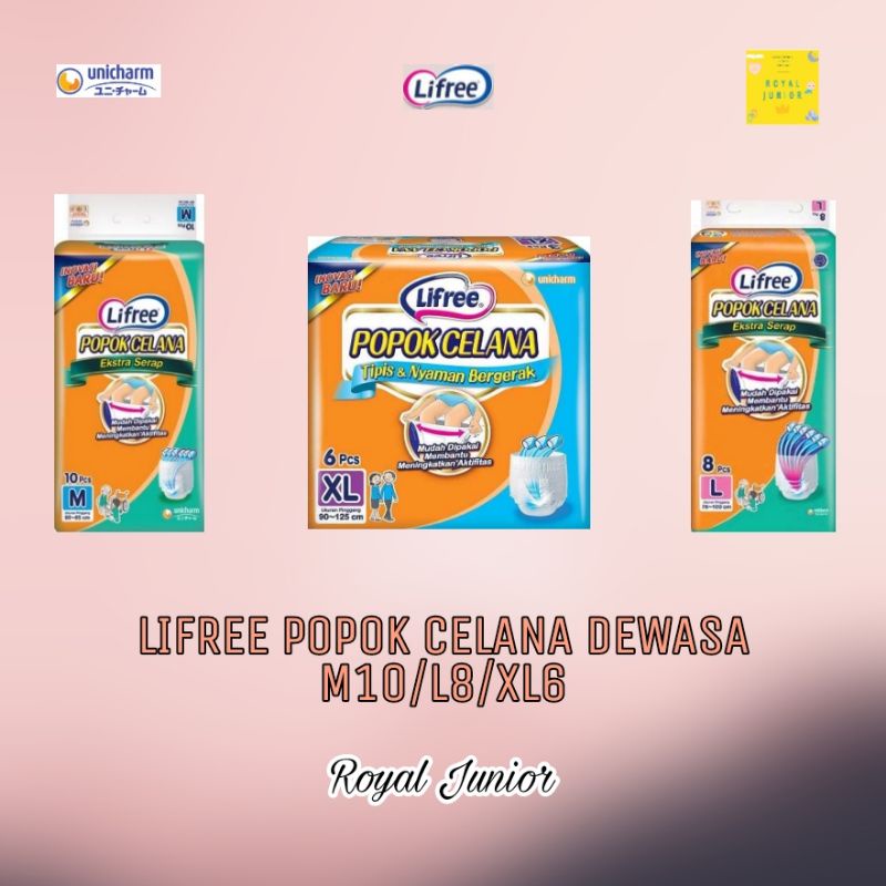 Lifree Popok Pants Celana EXTRA SERAP untuk Dewasa Ibu Melahirkan Lansia Murah Ukuran dan isi :  M10/L8/L16/XL6