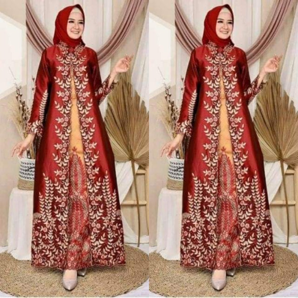 Gamis Mouza pelangi Jaya original bahan tafetta bordir-L