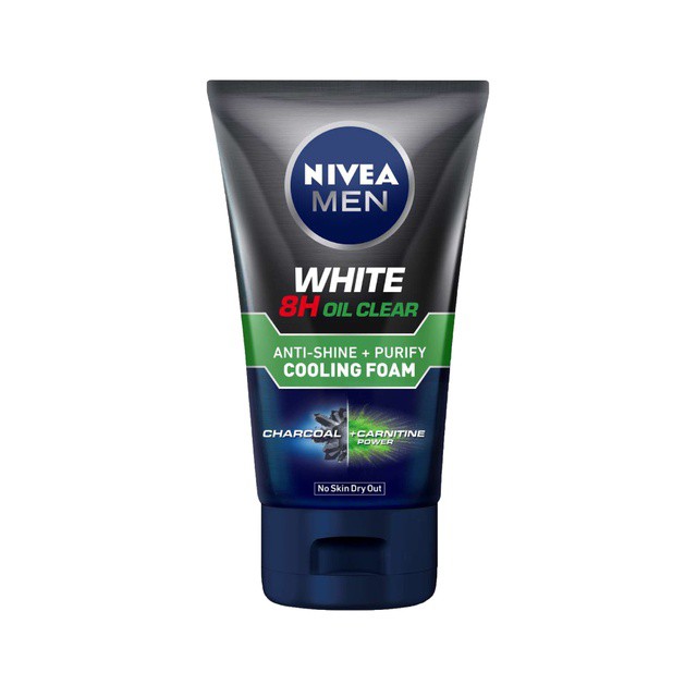 Nivea Men White 8H Oil Clear Anti-Shine+Purify mud Foam(kemasan baru)