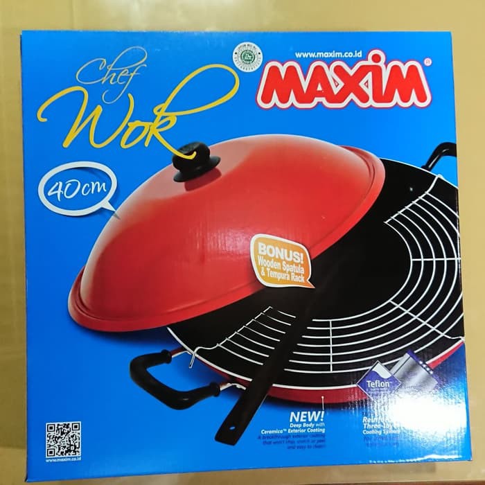 Maxim Wajan Chefwok Kuali Chef Wok 40cm Maxim pengorengan