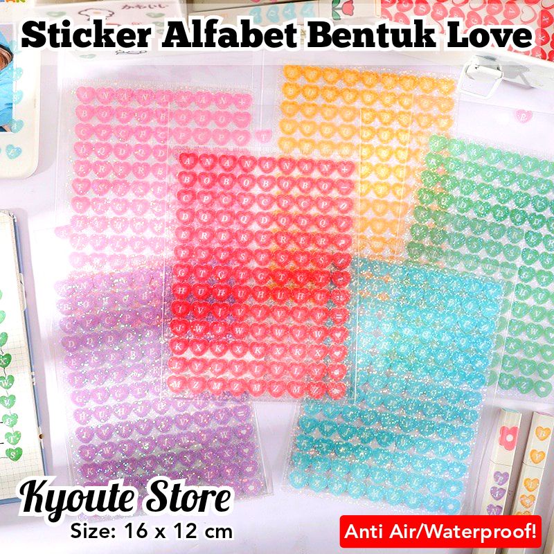 

Sticker Huruf Alfabet Alphabet Bentuk Love Color PVC Anti Air Stiker Abjad Waterproof Dekorasi Scrapbook Journal DIY Bujo Keyboard