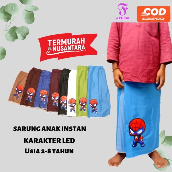 Sarung instan Anak Laki Laki led karakter superhero / Sarung anak praktis kualitas wadimor/ Sarung A