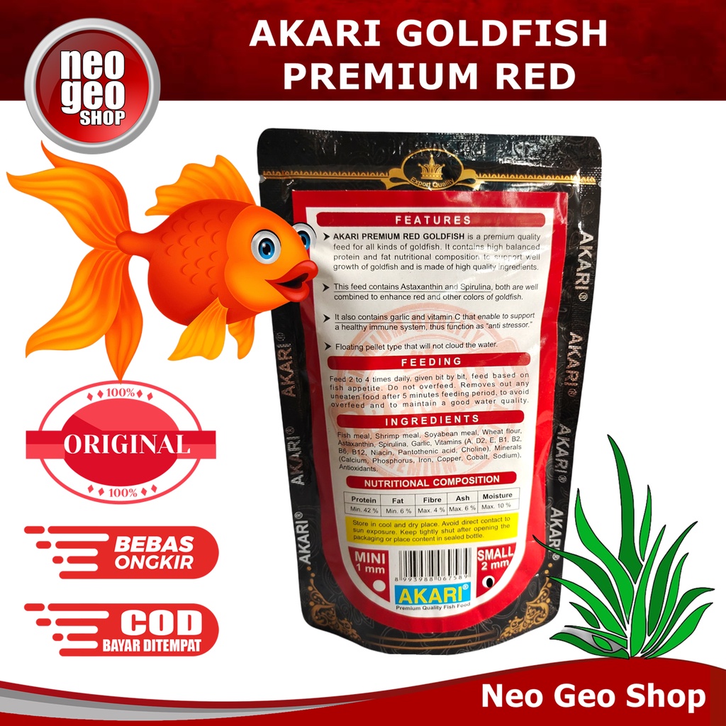 AKARI GOLDFISH PREMIUM RED  makanan pakan pelet ikan mas koki