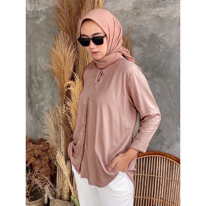 Kemeja Basic Rayon Kemeja Kerja Wanita / Kemeja Polos Rayon / Kemeja Formal Putih / Maudi Shirt