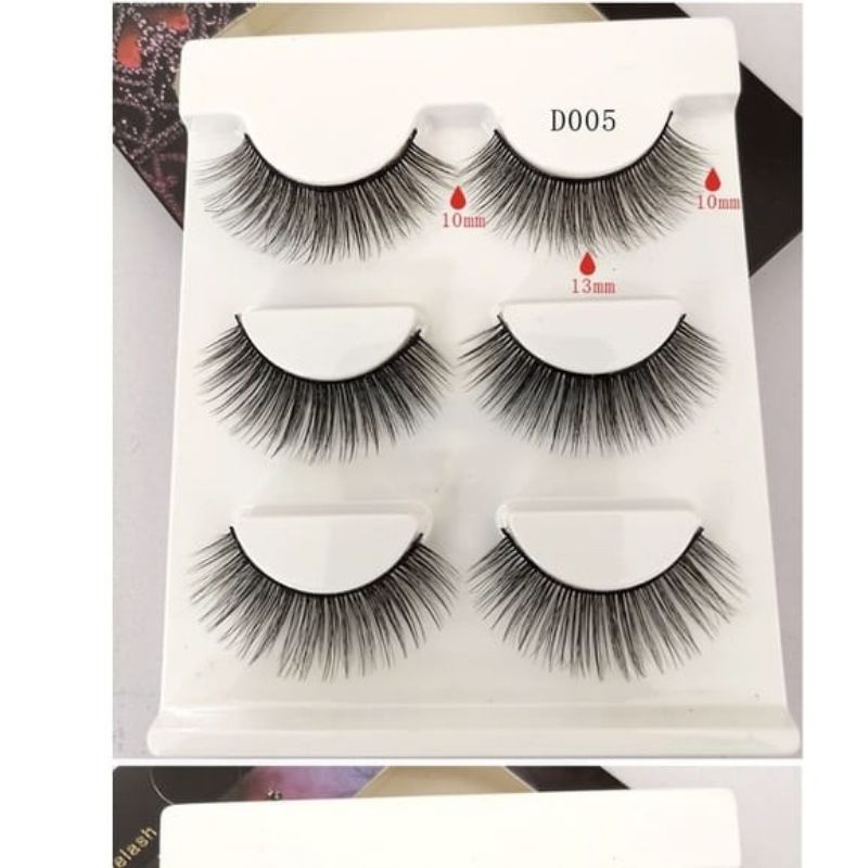 Medan Termurah Premium eyelashes natural Bulu mata palsu natural 3 pasang lem bulu mata