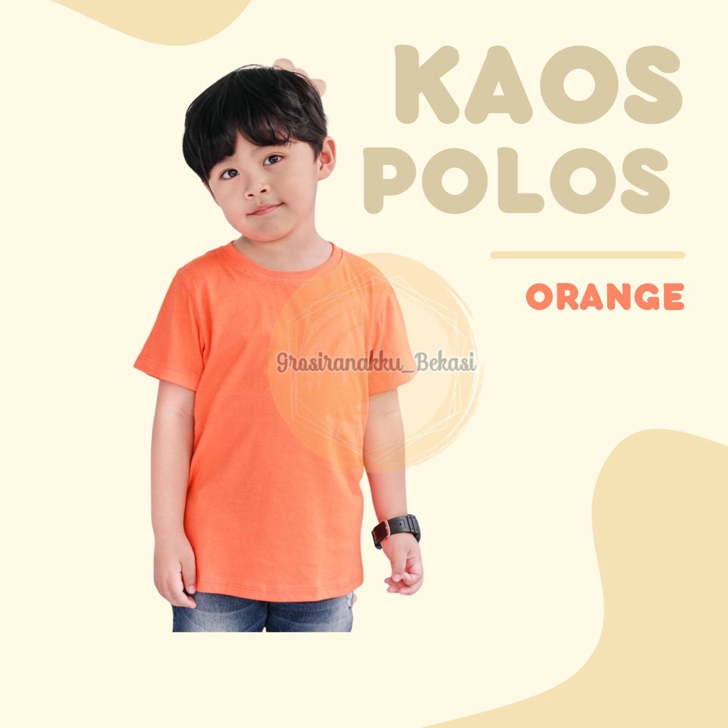 Kaos Anak Polos Orange Size 1-5Thn