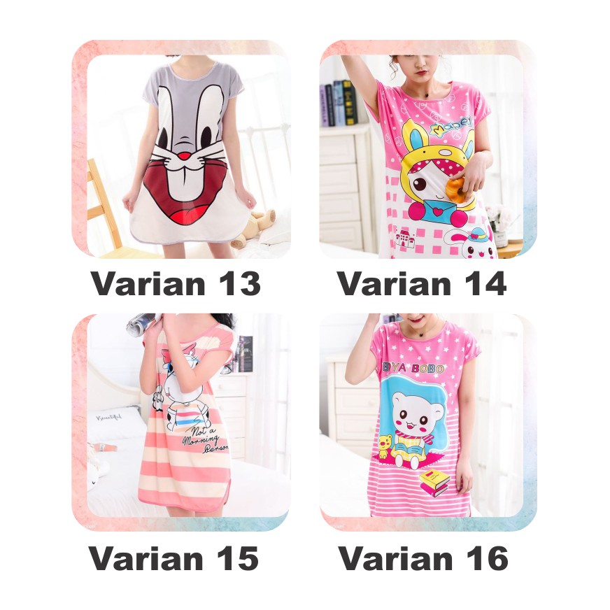 ❀ Chingu ❀ PW061 COD Baju Tidur Wanita Piyama Motif Kartun Lucu Pakaian Wanita Daster Variasi Import