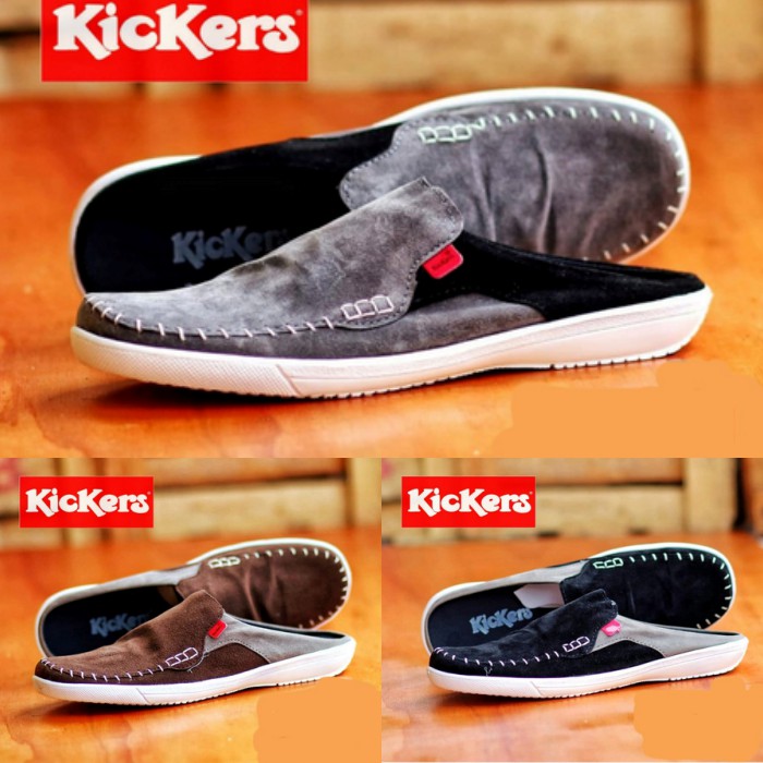 COD!! Sepatu Slip On Pria Kickers Stiching Murah Keren Casual Slop Santai TERLARIS