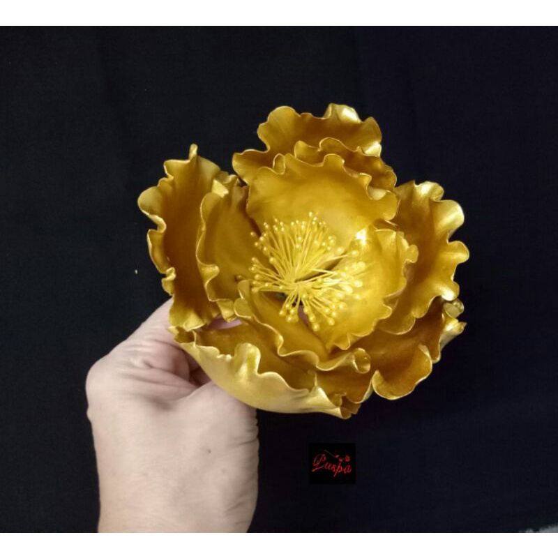 

(390/PPEGG) Gumpaste Flower Sugar Flower/Bunga Gumpaste Peoni Gold